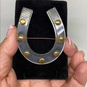 Vintage 40’s lucite horseshoe pin